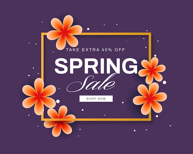 Vector colorful spring sale banner with beautiful flowers