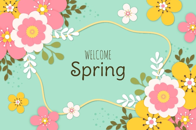 Colorful spring wallpaper in paper style