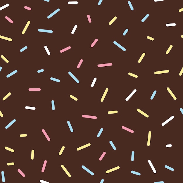 Vector colorful sprinkles donut chocolate glaze seamless pattern