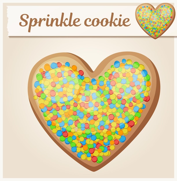 Colorful sprinkles heart cookie illustration