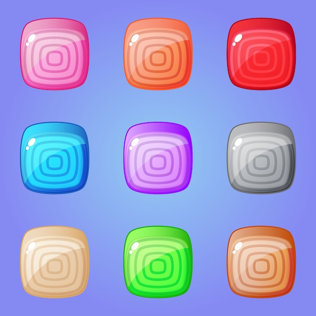 Vector colorful square block puzzle for match 3 games