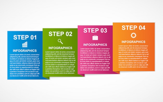 Infografica quadrati colorati per presentazioni aziendali.