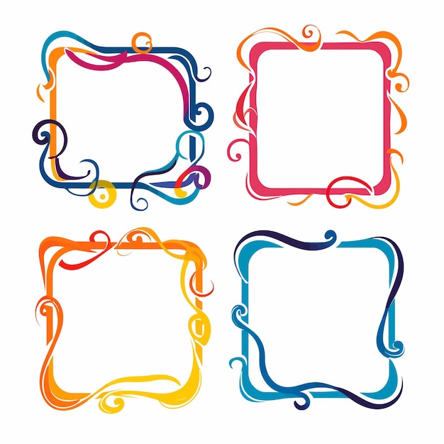 Colorful squiggle square frame vector illustration