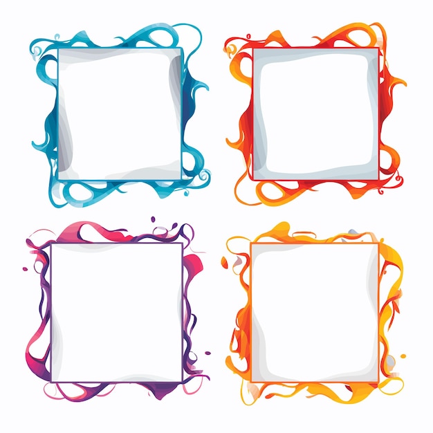 Colorful squiggle square frame vector illustration