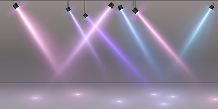 Vector colorful stage spotlights