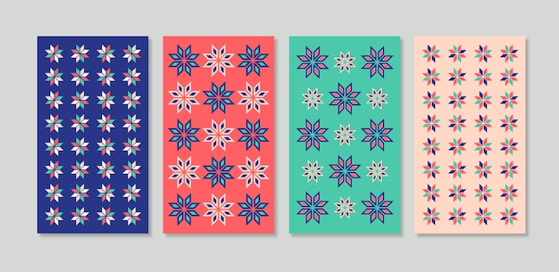 Colorful star seamless pattern set