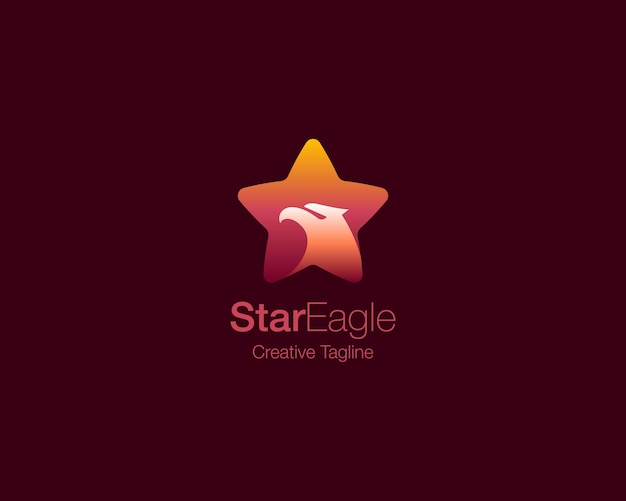 カラフルな星とイーグル ヘッドのロゴ