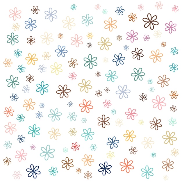 Vector colorful stars flower pattern isolated on white background cute vector illustration