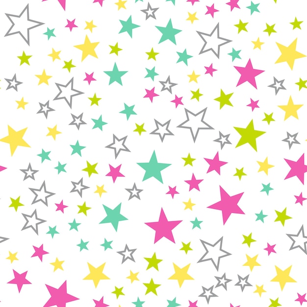 Colorful stars seamless vector pattern