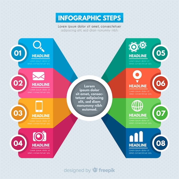 Colorful steps infographics template