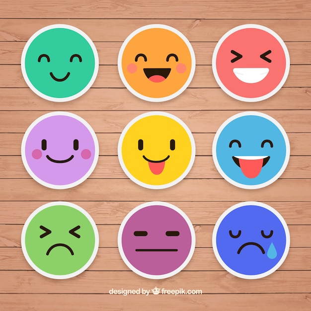 Vector colorful stickers of emoticons