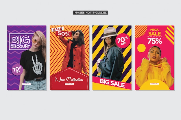 Colorful story collection for fashion sale premium Vector