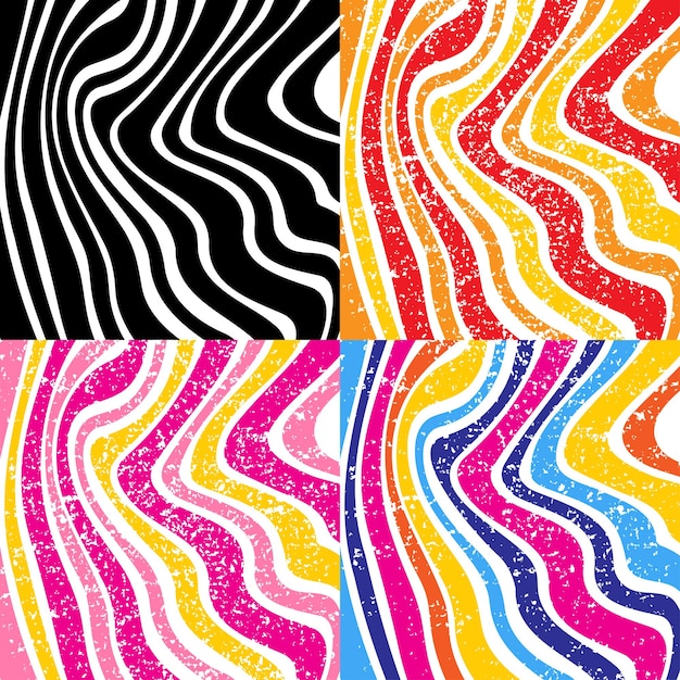 Colorful striped background set textile pattern retro backgrounds vector illustration