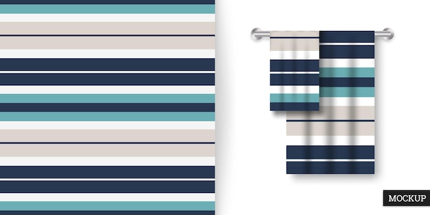 Vector colorful striped seamless pattern and towels