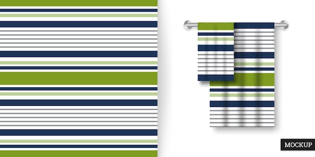 Colorful striped seamless pattern and towels