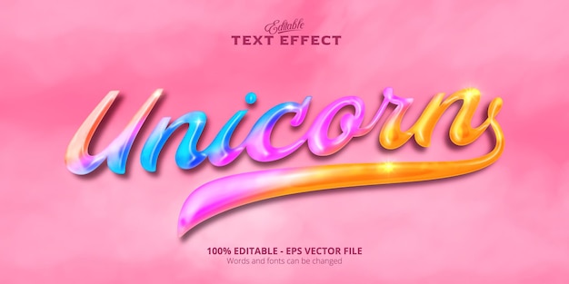 Colorful style editable text effect, Unicorn text