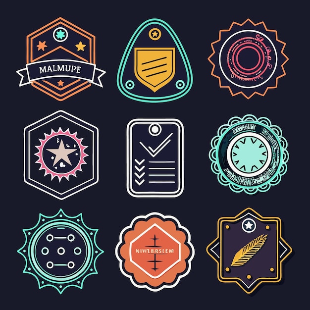 colorful and stylish badges and labels with modern geometric design elements