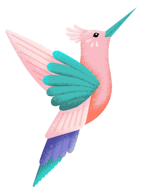 Vector colorful stylized bird cute pink winged animal