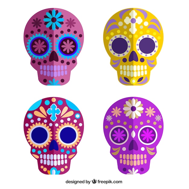 Colorful sugar skulls