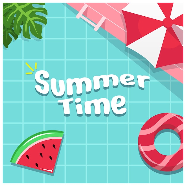 Colorful Summer banner background with pool party