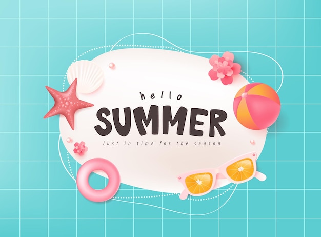 Colorful summer beach vibes layout di sfondo banner design e calligrafia estiva