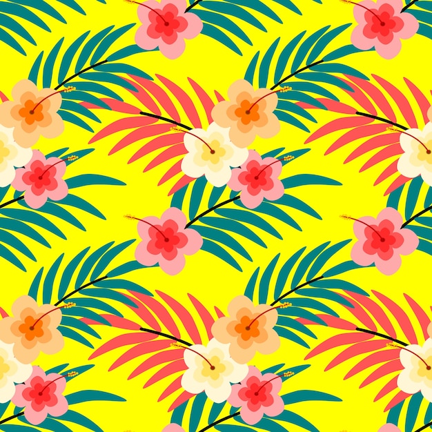 Vector colorful summer flower on bright yellow background