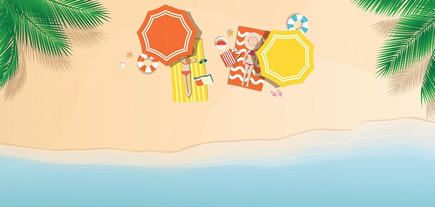 Colorful summer holiday beach banner background