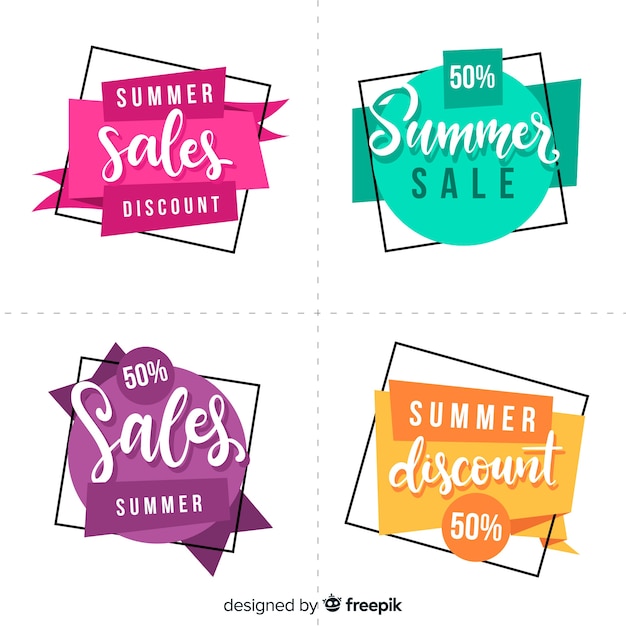 Colorful summer sale label collection