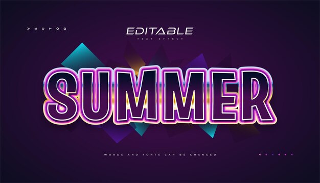 colorful summer text in retro style with glowing effect