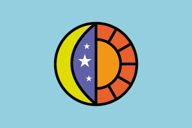 다채로운 태양과 달 로고 디자인