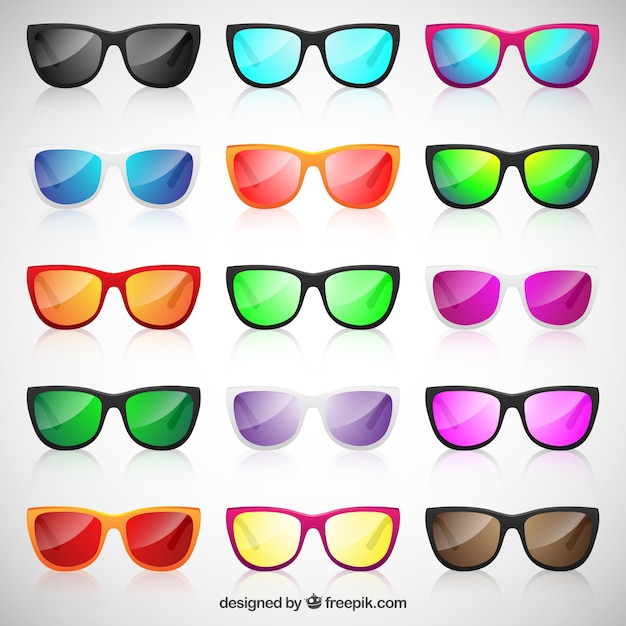 Vector colorful sunglasses collection