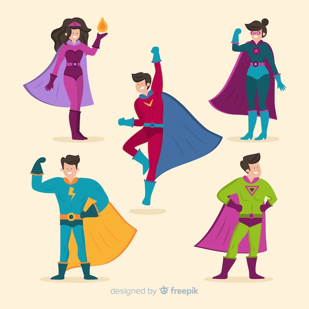 Colorful super heroes illustrations