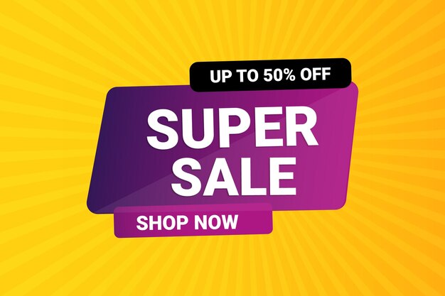 Colorful super sale banner design.