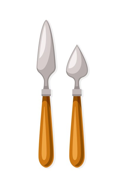 colorful supply for painting concept painting knife set equipment for creativity and art graphic element for website cartoon flat vector illustration isolated on white background