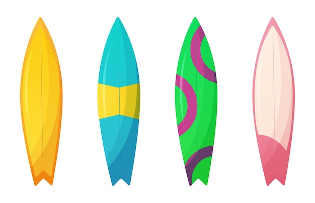 Colorful surfboards set Summer leisure equipment