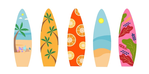 Colorful surfboards summer sports and beach recreation