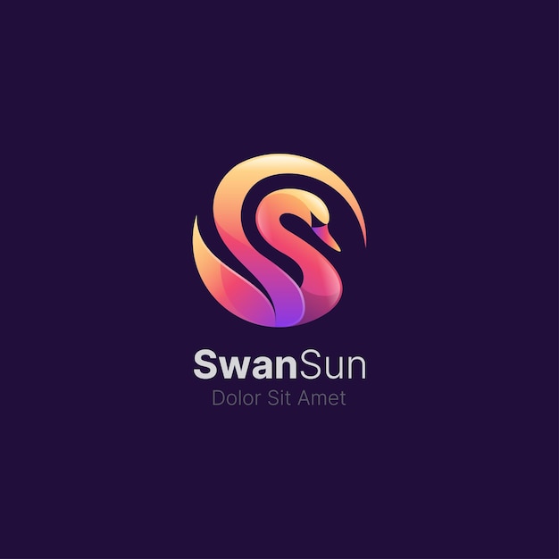 Colorful swan with smooth gradient logo