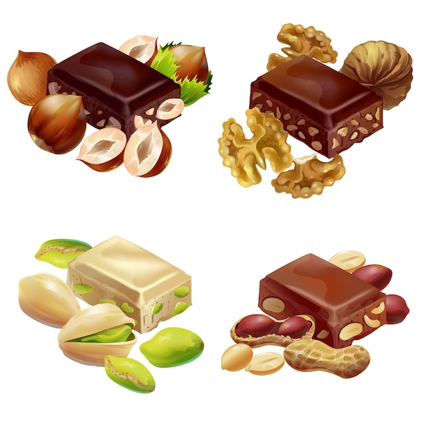 Vector colorful sweet products set