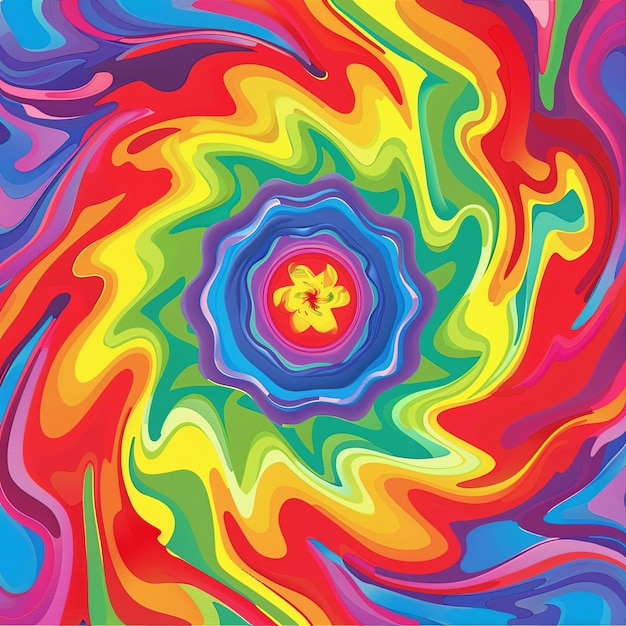 Vector a colorful swirl with a flower in the center