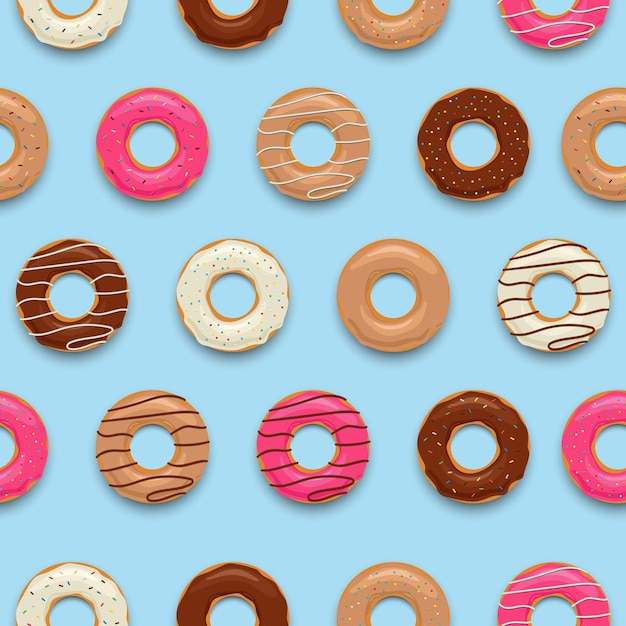 Colorful tasty donuts seamless pattern