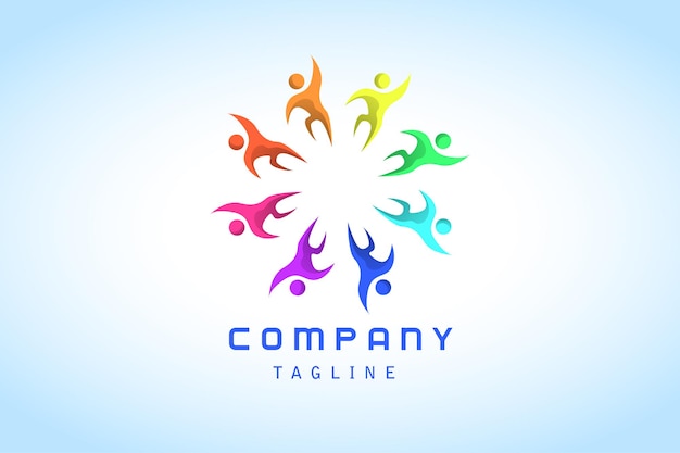 Colorful teamwork gradient logo corporate