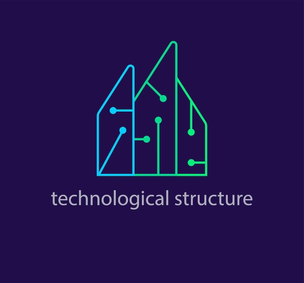 Colorful technological structures logo unique design color transitions creative future houses logo