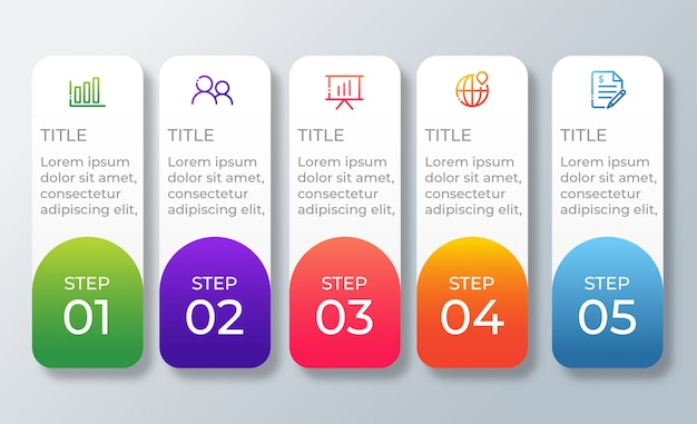 colorful template infographic steps