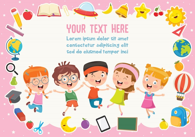 Colorful template with cute children