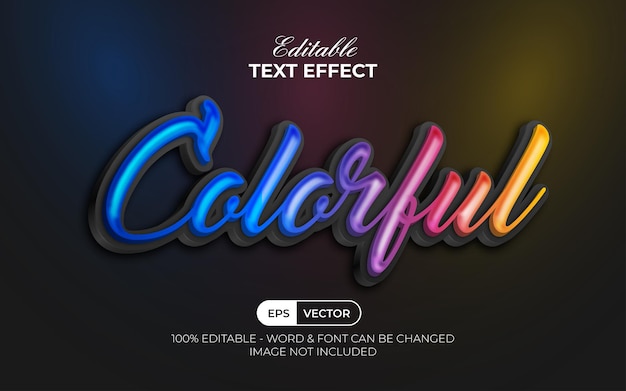 Colorful text effect style Editable text effect