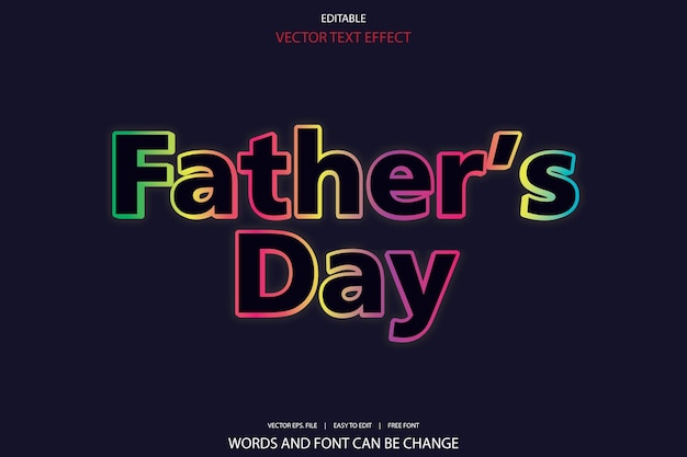 Красочный текстовый эффект с надписью «день отца»
