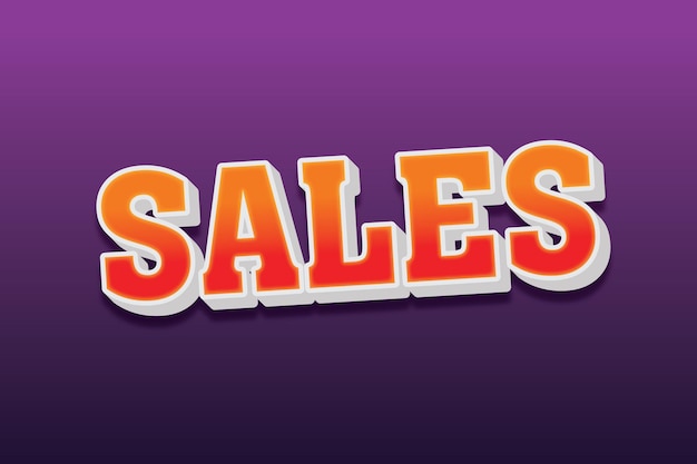 Vector a colorful text with the word sales in orange and white