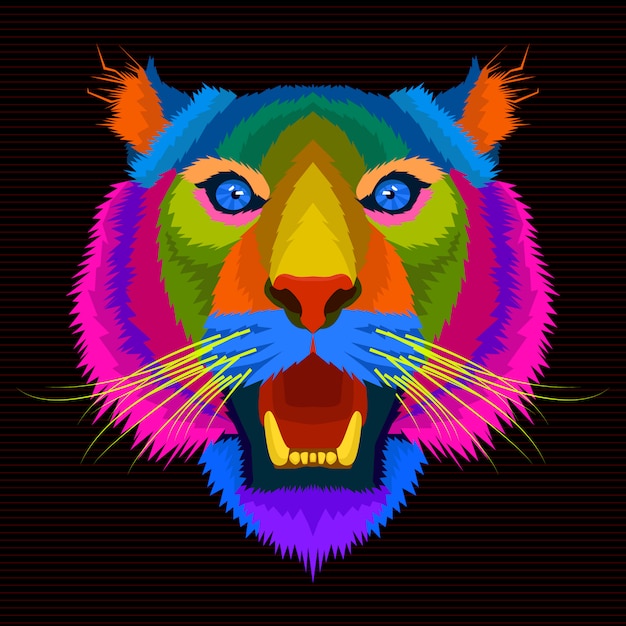 Colorful tiger pop art style