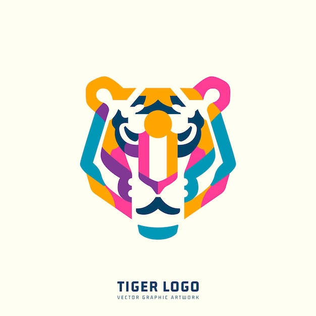 Vettore design del logo vettoriale della tigre colorata