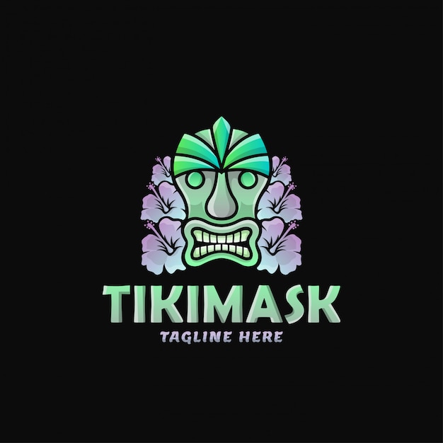 colorful tiki mask logo design vector illustration